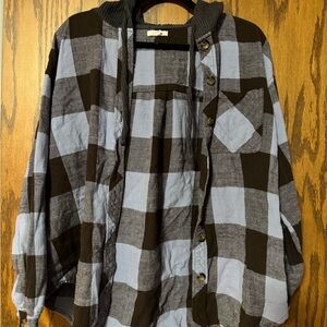 Maurices Blue and Black Checkered Button Down Shirt